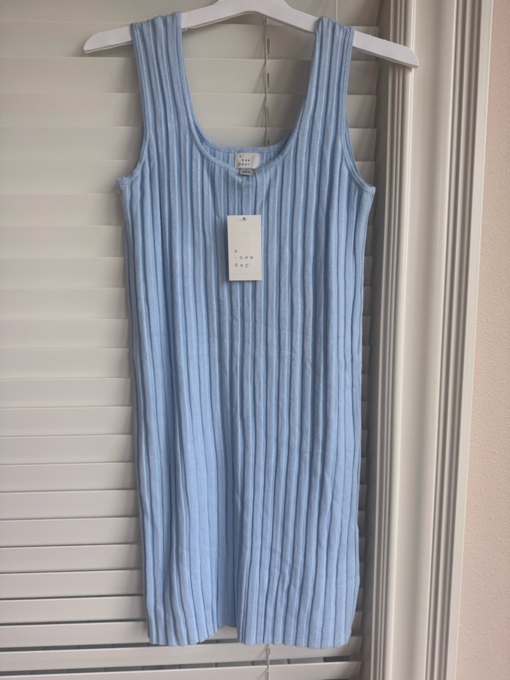 A New Day Light Blue Ribbed Tank Dress Large